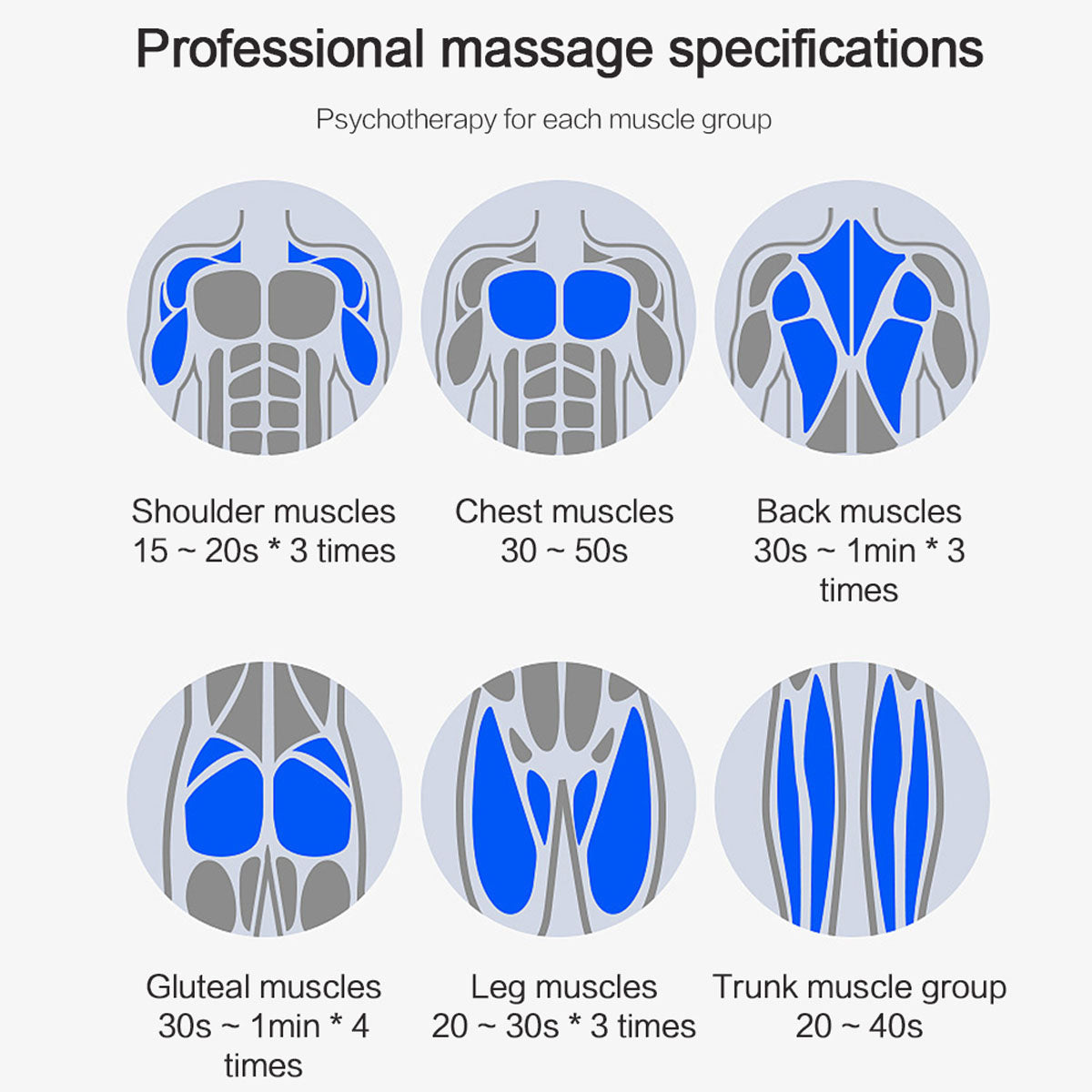 Muscle massage gun packaging with charging cable and massage attachments included in the box
