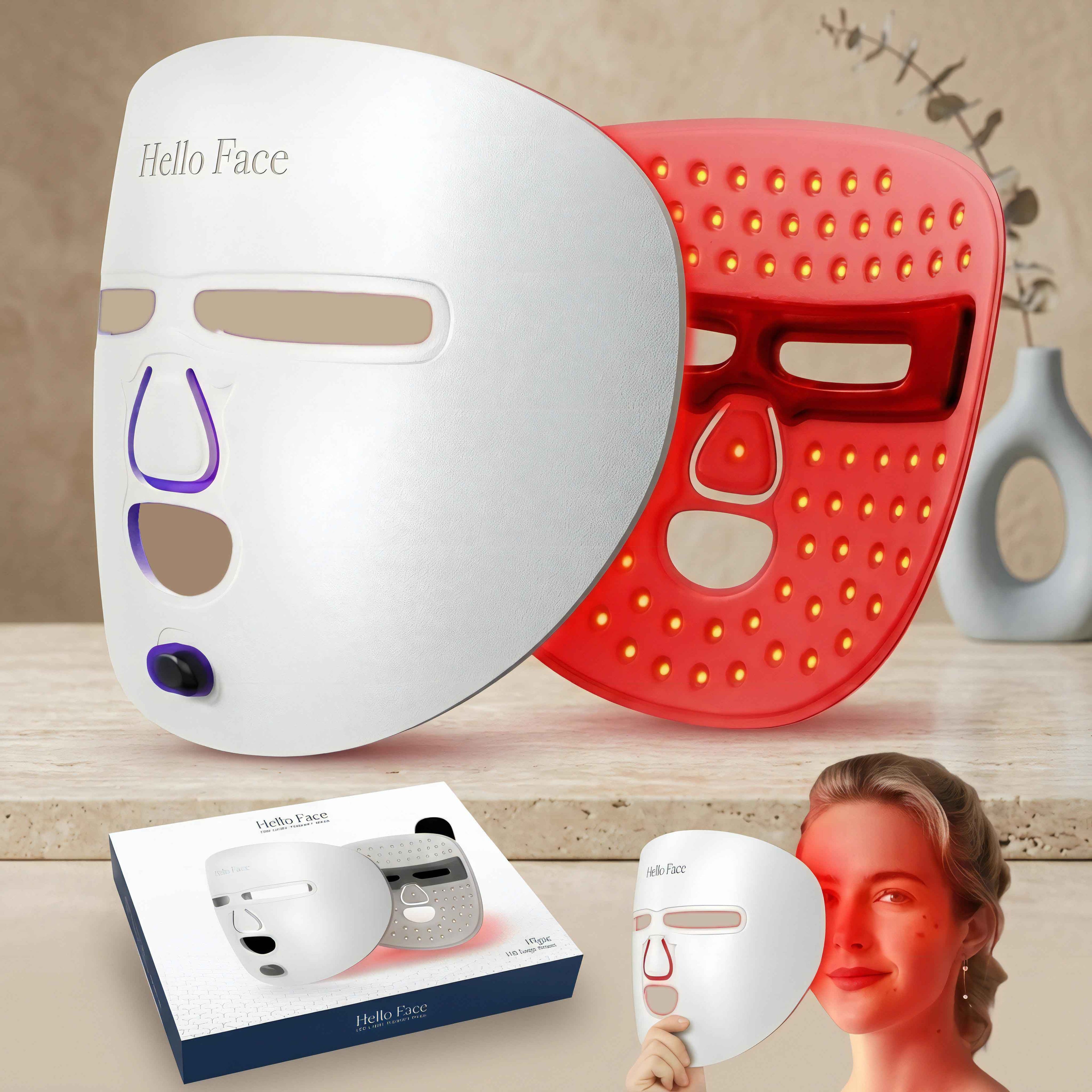 LED facial mask for home skincare therapy and anti aging treatment