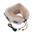 Beige neck massager with control panel on a white background