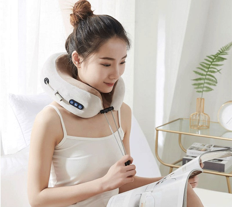 U-shaped neck massage pillow designed for neck and shoulder relaxation at home